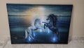 Светеща картина с LED осветление - бял и черен кон 2, снимка 2
