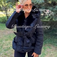 Дамско черно зимно яке палто с големи пухове и качулка, снимка 4 - Якета - 42093320