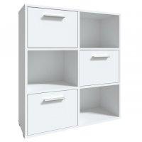 Бял шкаф с рафтове и чекмеджета , снимка 1 - Скринове - 39212904