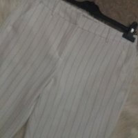 СТРАХОТЕН спортно-елегантен панталон с висока талия  - бял на черно райе, снимка 2 - Панталони - 41686906
