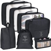 Maomaoyu 8 броя органайзери за опаковане на куфар, водоустойчиви, компресиращи, черни, снимка 1 - Други - 44735591