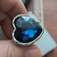 Stainless steel пръстен със син кристал  , снимка 5 - Пръстени - 44373336