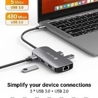 NOVOO USB C хъб с Ethernet адаптер, 7 в 1, снимка 4 - Друга електроника - 42321615