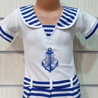 Нова детска моряшка рокличка с трансферен печат Котва, от 1 година до 8 години, снимка 2 - Детски рокли и поли - 29039712