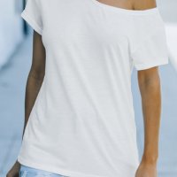 Дамска тениска с асиметрично голо рамо, снимка 5 - Тениски - 39937005