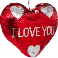 Плюшено сърце с пайети, 39х8х37 см, снимка 1 - Романтични подаръци - 35667155