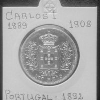 Монета Португалия 500 Реис 1892 г. Крал Карлуш I - UNC, снимка 2 - Нумизматика и бонистика - 35764595