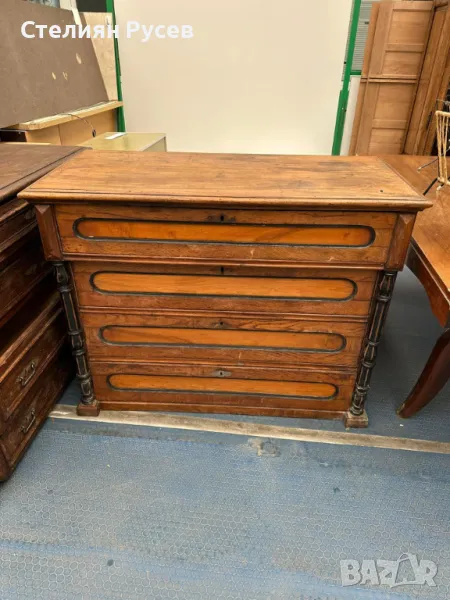 8447 шкаф / скрин с 4 чекмеджета от масивно дърво ( дърворезба ) 50/115см -цена 109  лв tm -90см вис, снимка 1