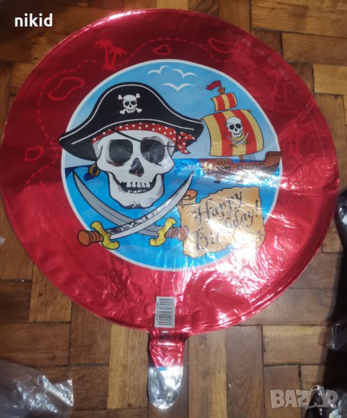 Пират с кораб Пиратско парти кръг кръгъл балон фолио фолиев хелий или въздух парти рожден ден, снимка 1