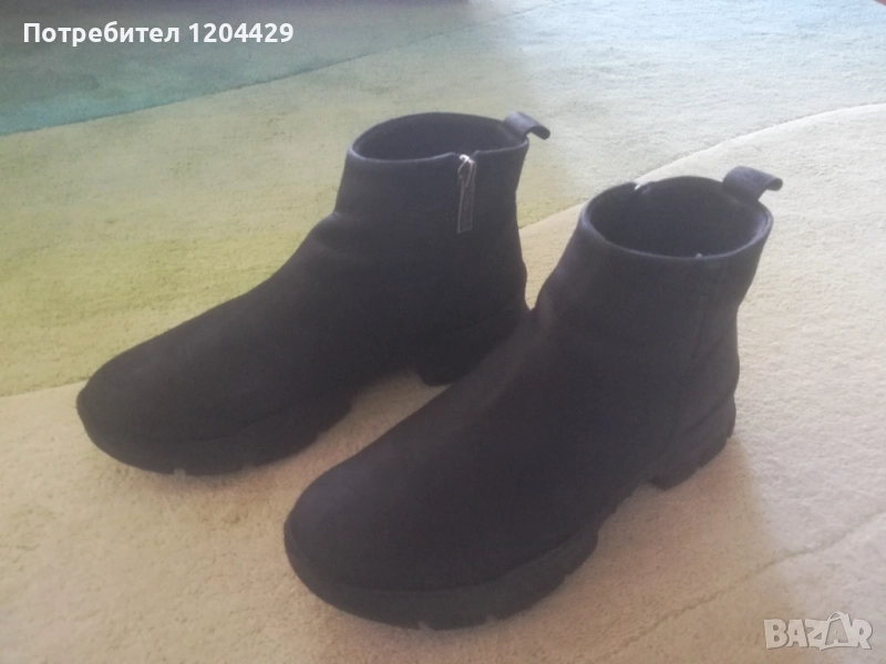 Дамски боти от естествен набук, черни, 37 номер, снимка 1