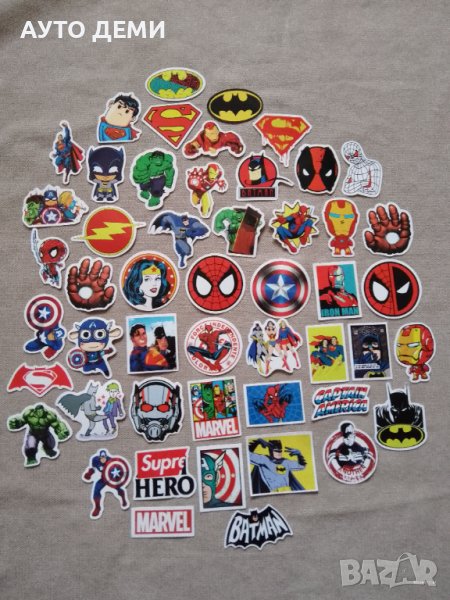 Цветни самозалепващи гланцирани стикери на супер герои Хълк Спайдърмен Батман Супермен Америка Желез, снимка 1