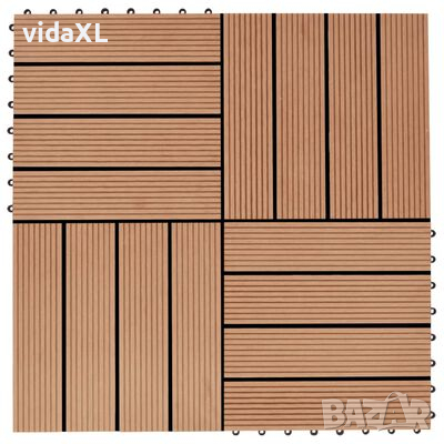 vidaXL 11 бр декинг плочки, WPC, 30x30 см, 1 кв.м., цвят тик（SKU:45024, снимка 1