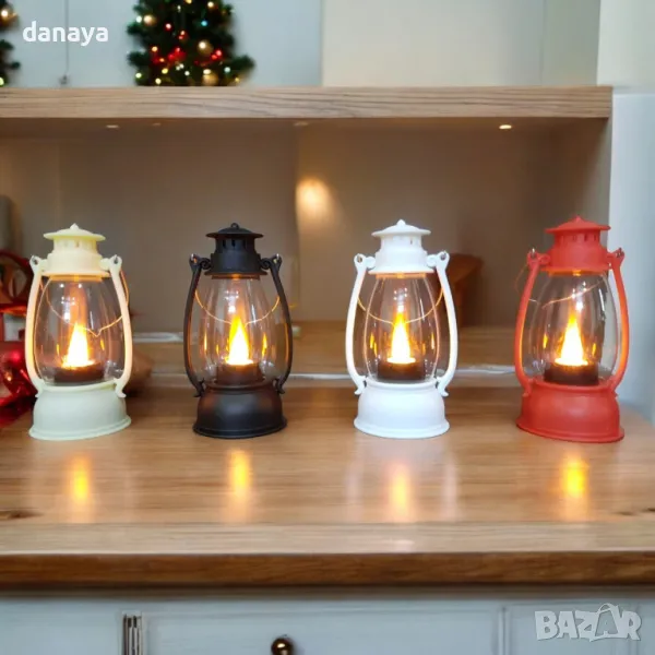 5415 Декоративен светещ коледен фенер тип ретро лампа, 13 см, снимка 1