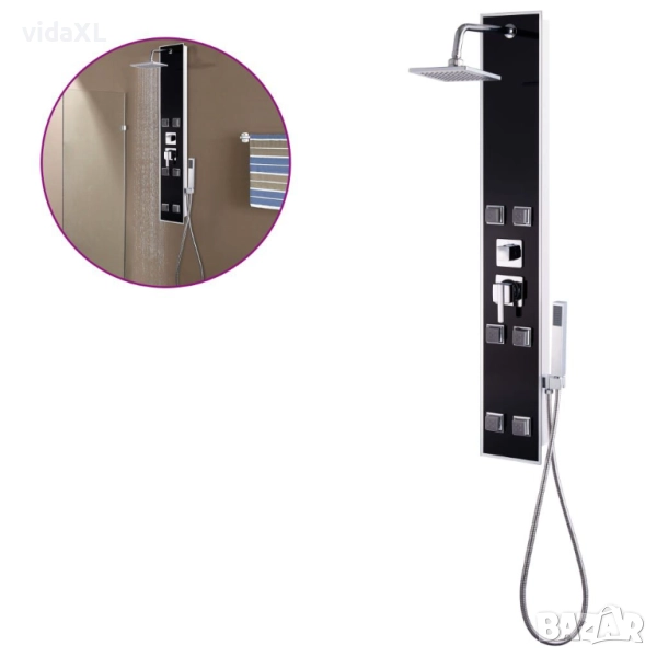 vidaXL Душ панел, стъклен, 18x42,1x120 см, черен(SKU:142991), снимка 1