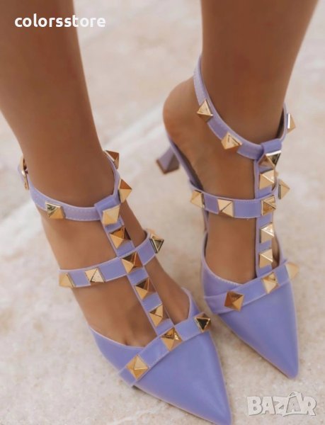 Сандали на ток - лилави - V700, снимка 1