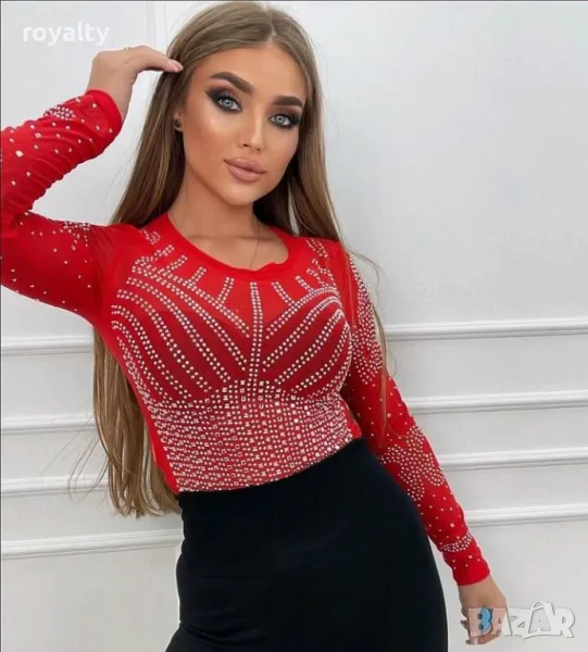 Дамско ефектно боди с камъни, снимка 1