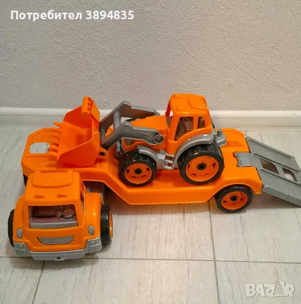 ГОЛЯМ Автовоз с трактор - багер челен товарач 65х21х24см TECHNOK

, снимка 1