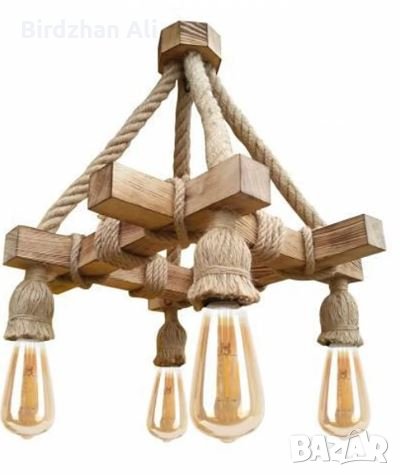 Ретро дървен декоративен 4 автентичен полилей., снимка 1