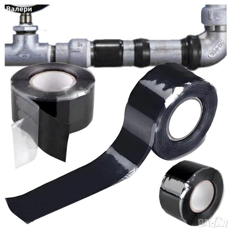 Самозалепваща се силиконова уплътнителна лента черна 25 мм x 3 м, снимка 1
