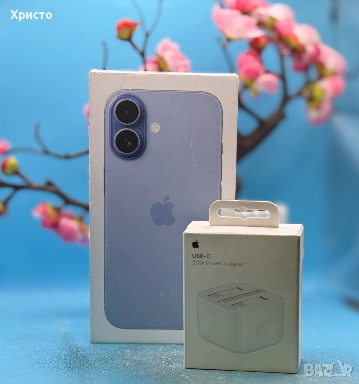 НОВ!!! Apple iPhone 17, 256GB, 5G, Mist Blue + адаптер Apple, снимка 1