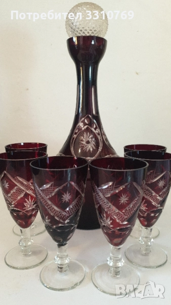 Красив кристален сервиз за вино и ракия. , снимка 1