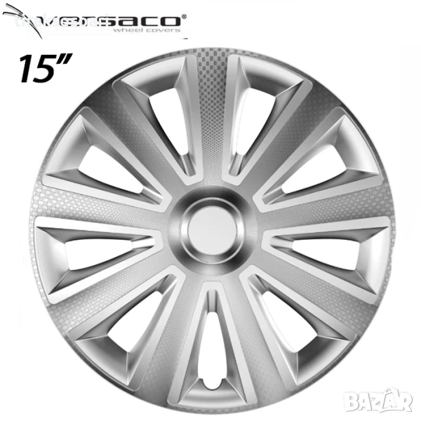 4 Броя Сиви Тасове за джанти 15'' Карбон Versaco Carbon Aviator 15 инч , снимка 1