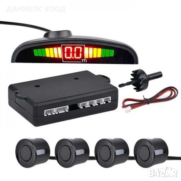 Парктроник Черен с 4 датчика, LCD дисплей и звукова сигнализация, снимка 1