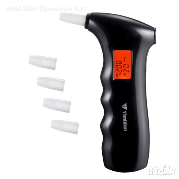Професионален Алкотестер Yimidon/LCD екран/полупроводников сензор/точен тестер/5 мундщука, черен, снимка 1