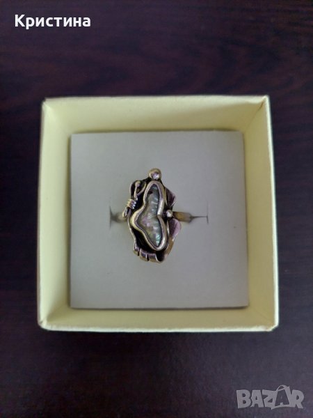 Сребърен пръстен с речна перла , снимка 1