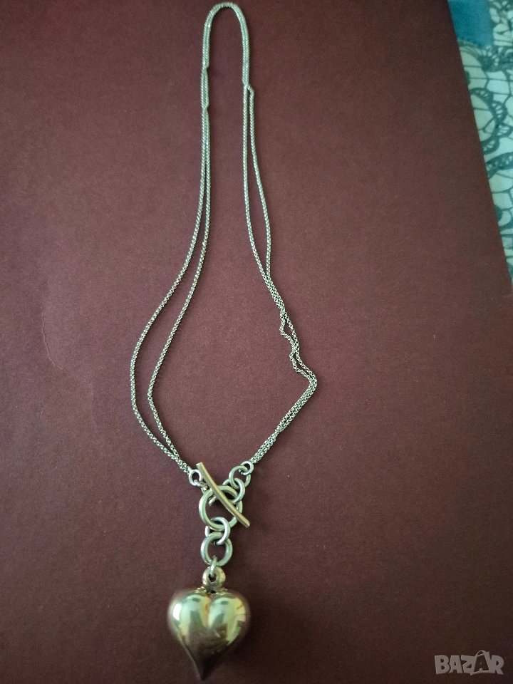красиво колие бяло жълто сребро, снимка 1