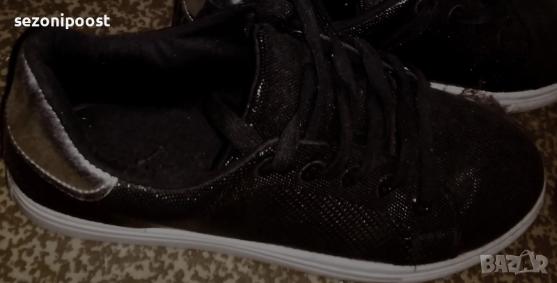 🍀Дамски запазени водоустойчиви черни кецове с връзки🍀, снимка 1