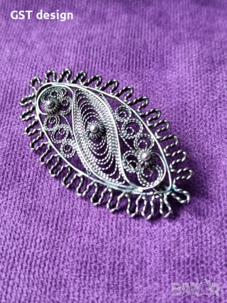 Антична Брошка Антика Ръчна Изработка Сребро Възрожденски стил , снимка 1