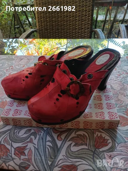 Червени чехли на ток, снимка 1