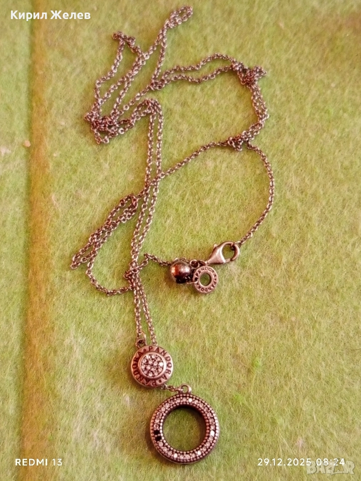Сребърни колие от колекцията на Pandora my Pandora изяшно с кристали 26899, снимка 1
