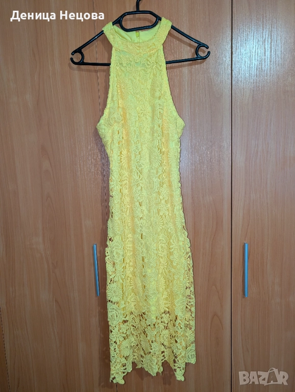 Жълта рокля с дантела, официална рокля, снимка 1