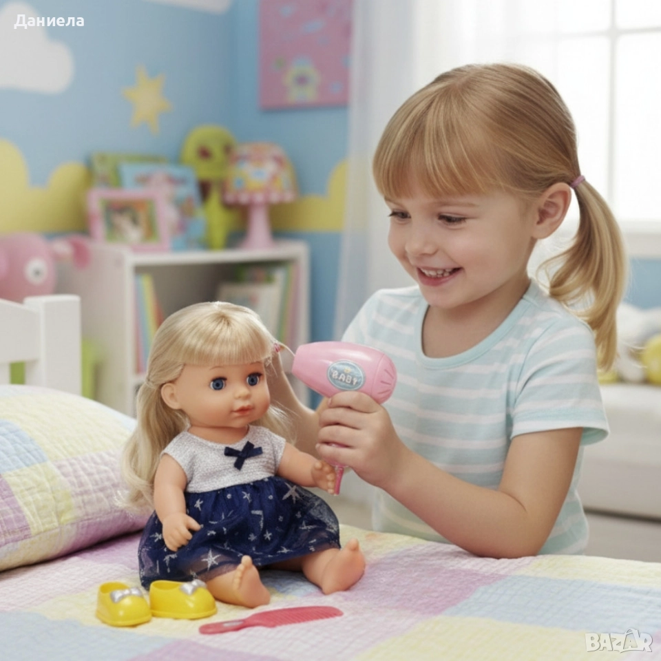 Кукла с мигащи очи, аксесоари и звуци – Идеален подарък за малки принцеси, снимка 1