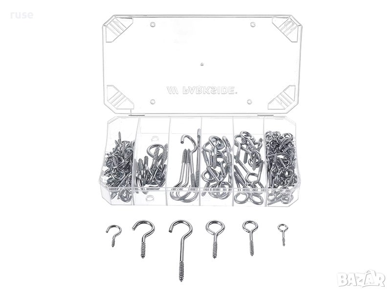 НОВИ! Комплект куки с резба 30-80 мм 151 части Parkside, снимка 1