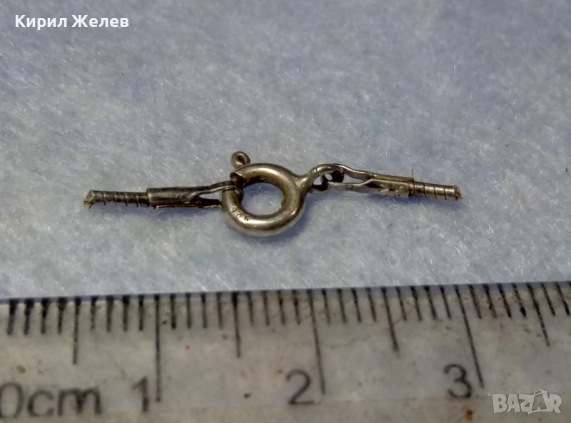 СТАРА СРЕБЪРНА КАРАБИНКА ЗАКОПЧАЛКА За КОЛИЕ ЛАНЕЦ ВЕРИЖКА ГРИВНА СРЕБРО 925 ПРОБА 47510, снимка 1