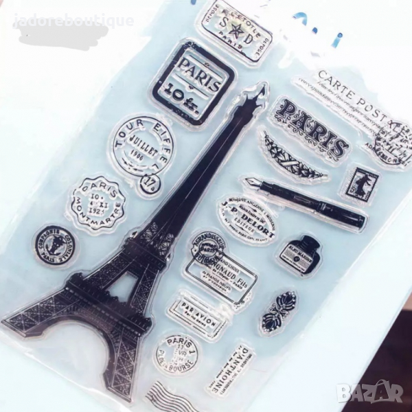 Силиконови печати Париж айфелова кула скрапбук декупаж , снимка 1