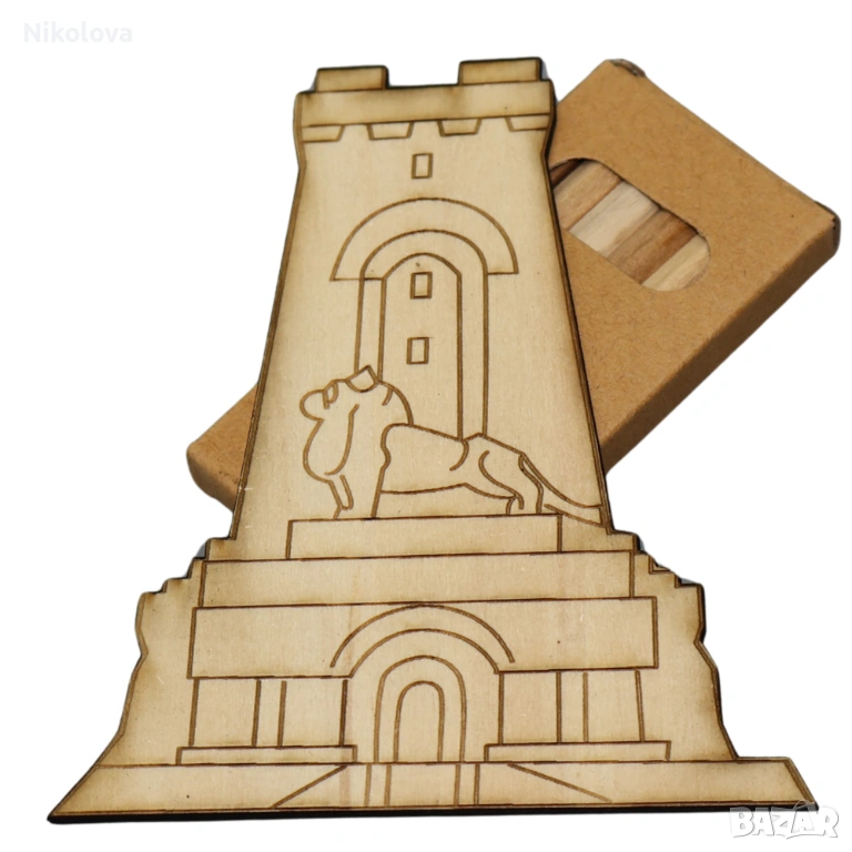 дървени фигурки за оцветяване + подарък комплект цветни моливи България, снимка 1