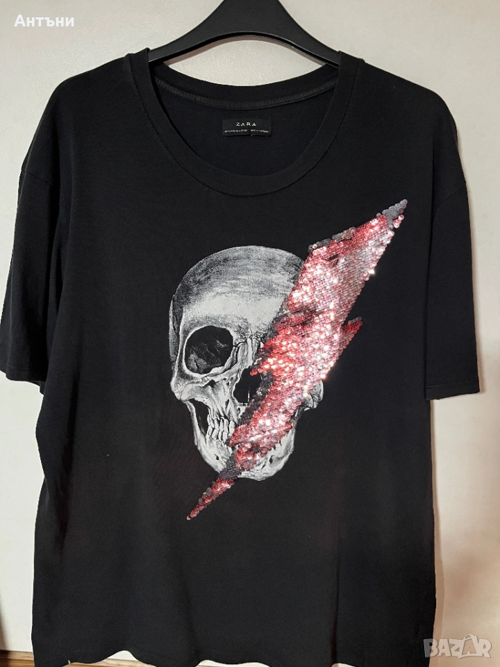 Черна тениска с череп, снимка 1