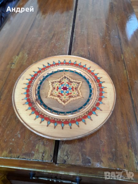 Стара дървена чиния,декорация #2, снимка 1
