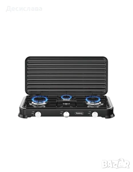 Троен газов котлон газов с капак Rosberg, 30mbar 2x2.2kWh+1x1kWh, снимка 1