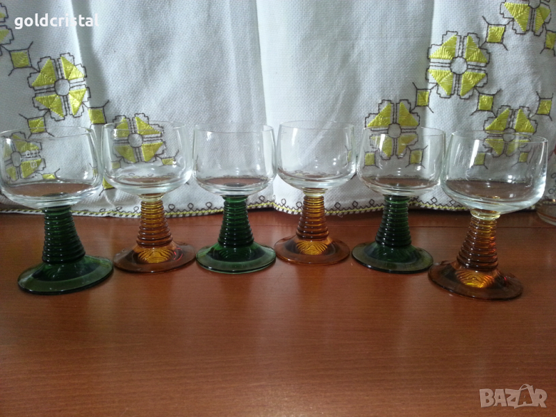 Ретро стъклени чаши цветно стъкло , снимка 1