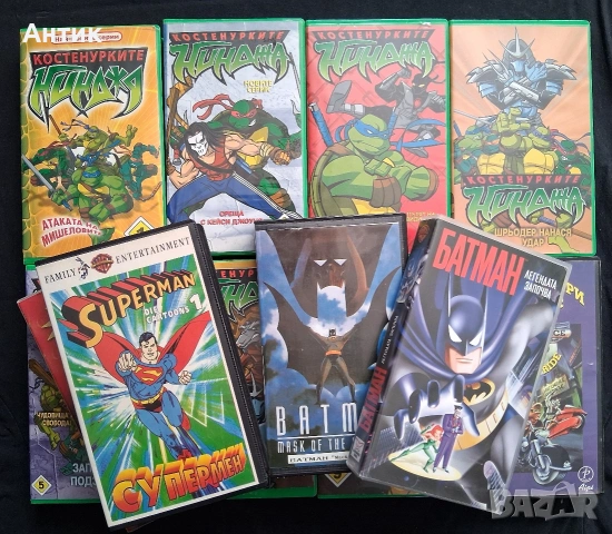 ЛОТ Видеокасети VHS Костенурките Нинджа Батман Супермен Лъки Люк Корто Малтиеца Скуби Ду  , снимка 2 - Други жанрове - 53706602