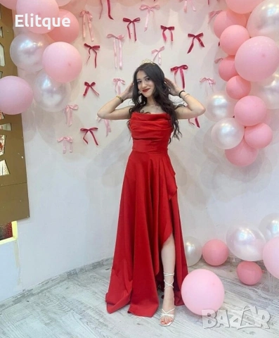 ⭐️Дълги сатенени рокли с цепка, снимка 2 - Рокли - 53195539