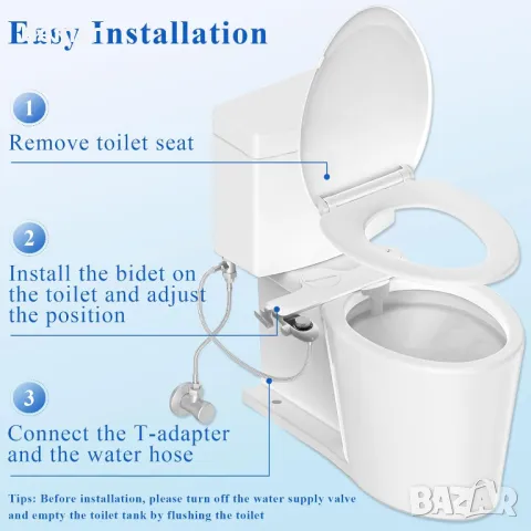 Неелектрическа приставка за тоалетна седалка за биде с контрол на налягането и филтри, снимка 5 - Други стоки за дома - 48852439