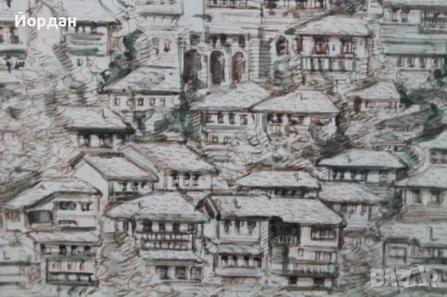 Стара картина ''Велико Търново'' 1997-ма г., снимка 4 - Картини - 47895318