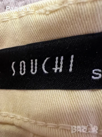 Жълт панталон от еластична материя., снимка 3 - Панталони - 51278178