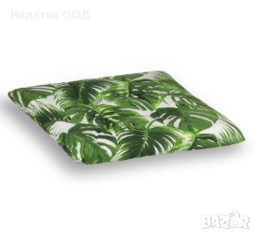 Възглавница за стол, Beige Tropical Leaves, 40x40cm, Зелено/ бежева, снимка 2 - Възглавници - 41164854